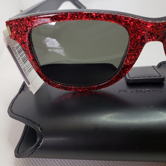 Yves Saint Laurent París Red Gritter Sunglasses - Picture 9 of 12